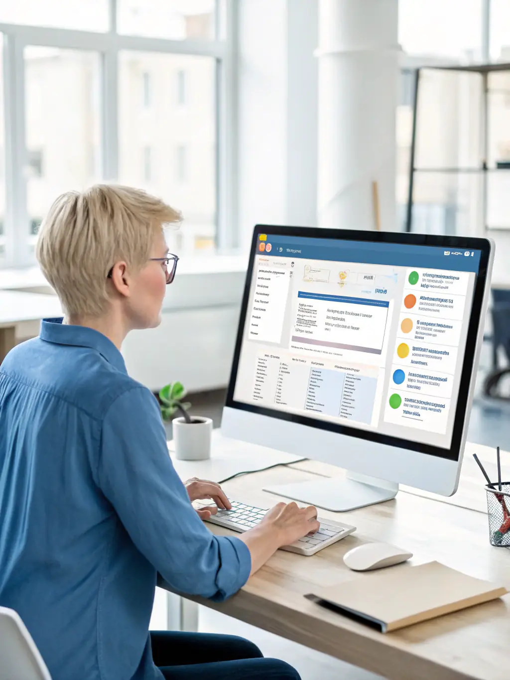 A professional using AI tools to automate tasks, demonstrating practical AI application.